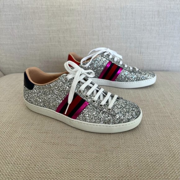Gucci Shoes - Gucci New Ace Glitter Sneakers Low Top 475213 Size 36 / US 6